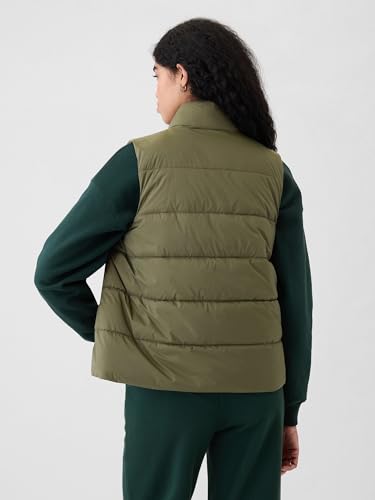 GAP Womens Logo Lightweight Puffer Jacket Olive Night M