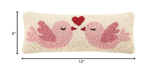 Peking Handicraft 30TG442C05OB Love Birds Blown Filled Hook Pillow, 12-inch Length, Wool and Cotton