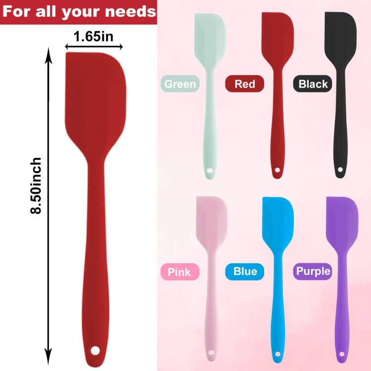 Kitchen GIMS Silicone Spatula Set 6 Pack 8.5 inch Small Rubber Spatula Heat Resistant Mini Silicone Spatula Non-Stick Flexible for Baking Cooking Mixing and Kitchen Use