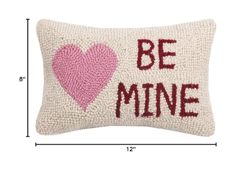 Peking Handicraft 30KSL727C12OB Be Mine Heart Hook Wool and Cotton Pillow, 8 X 12' inch, Multicolor