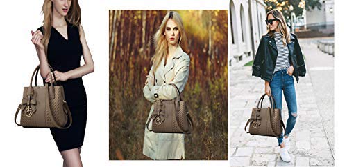 Jeniulet Purses and Handbags for Women Fashion Ladies PU Leather Top Handle Satchel Shoulder Tote Bags 10.2" x 3.9" x 7.9" Khaki