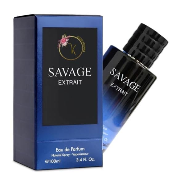 SAVAGE EXTRAIT Cologne for Men Eau De Parfum, Top Notes: Grapefruit & Heady Spices Base Notes: Lavender Essence & Rich Wood Cologne for Everyday Wear, Work Days, Romantic Date. Elegant Bottle 3.4oz