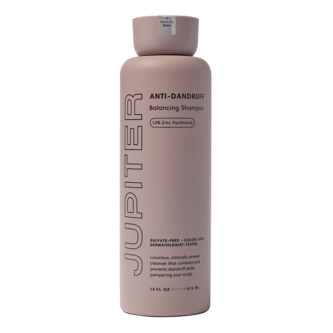 Jupiter Anti Dandruff Shampoo, for Women & Men, Physician-Formulated for Flaky, Itchy, Oily, Dry Scalp, Vegan, Sulfate-Free, Color-Safe, & Paraben-Free, Anti-Dandruff Shampoo with Zinc, 14 fl oz