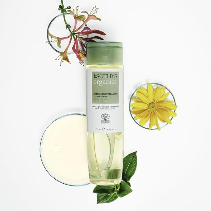SOTHYS Cleansing Oil for Face and Eyes | Gentle Organic Makeup Remover, Daily Vegan Facial Cleanser | For All Skin Types