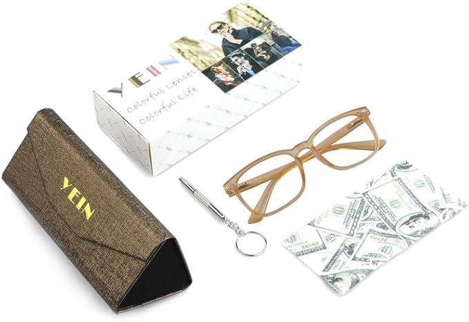 YEIN Bifocal Reading Glasses with Blue Light Blocking Lenses, Bifocal Reader for Women and Men, Vintage Square frame with Spring Hinge (+1.00/+4.00 magnification)