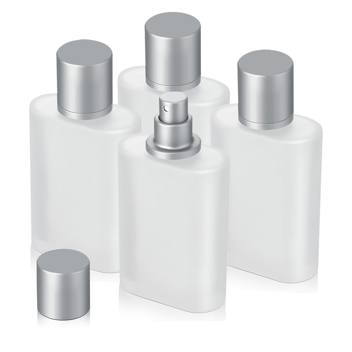 Jxcmeng 4 Pack 100ml/3.38 Oz Empty Frosted Glass Spray Bottle Perfume Atomizer, Refillable Spray Empty Perfume Bottles Fine Mist Atomizer Cosmetic Container for Travel (4 Pcs 100ml Frosted Bottles)