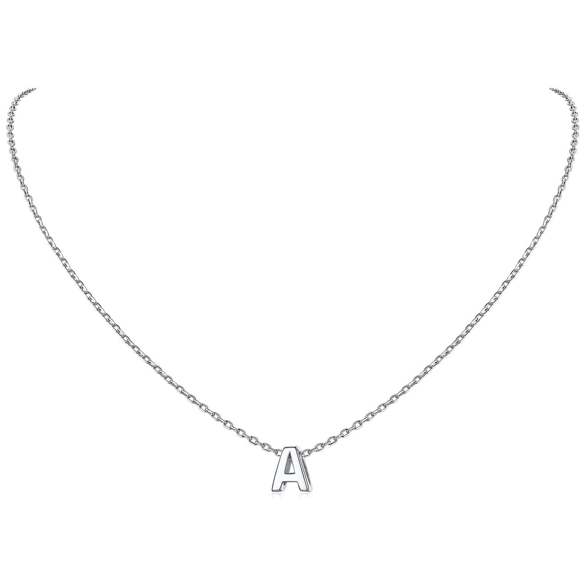 925 Sterling Silver Necklace Small Dainty Initial Pendant Necklace Personalized Name Pendant Necklace Tiny Alphabet Charm Letter A Necklace Hypoallergenic Necklaces for Girls