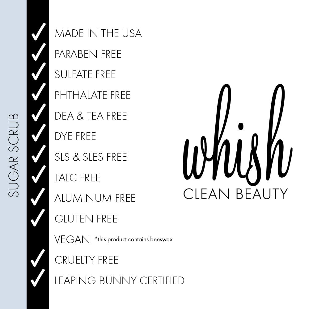 Whish Beauty Lemongrass Exfoliating Sugar Scrub - Body Scrub for Women - Brown Sugar Exfoliator with Raspberry, Aloe, & Shea Butter - Gentle on All Skin Types - Paraben & Sulfate Free - 8 oz