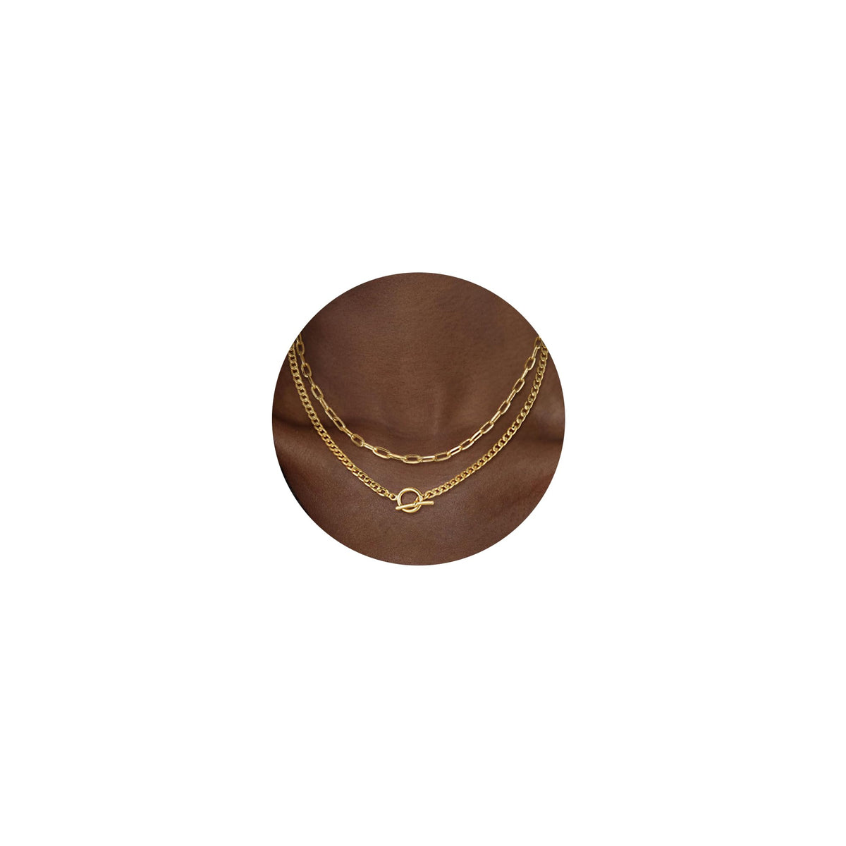 CHESKY Gold Layered Necklaces for Women, 14K Dainty Gold Chain Necklace Trendy Cuban Link Paperclip Chain Toggle Clasp Necklace Fashion Chunky Jewelry Accessories for Women