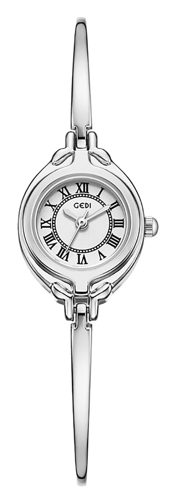Gosasa Classic Vintage Bangle-Style Women's Watch with Small Dial and Thin Strap Elegant Dress Analog Ladies Wristwatch Fashion Waterproof Quartz Women Gold Watch (Silver White)