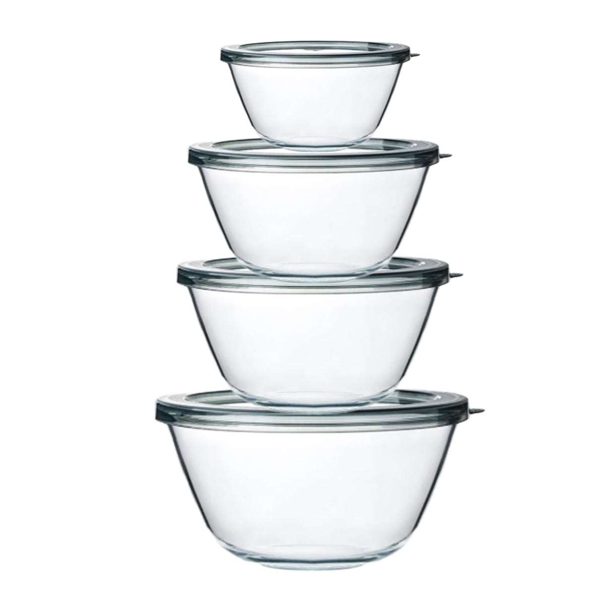 M MCIRCO Glass Mixing Bowls with Lids, 4 Packs Glass Bowl Set, Nesting Bowls for Meal Prep, Food Storage, Glass bowl For Cooking, Baking, BPA-Free, 0.8/1.7/1.6/2.9/4.8 Qt