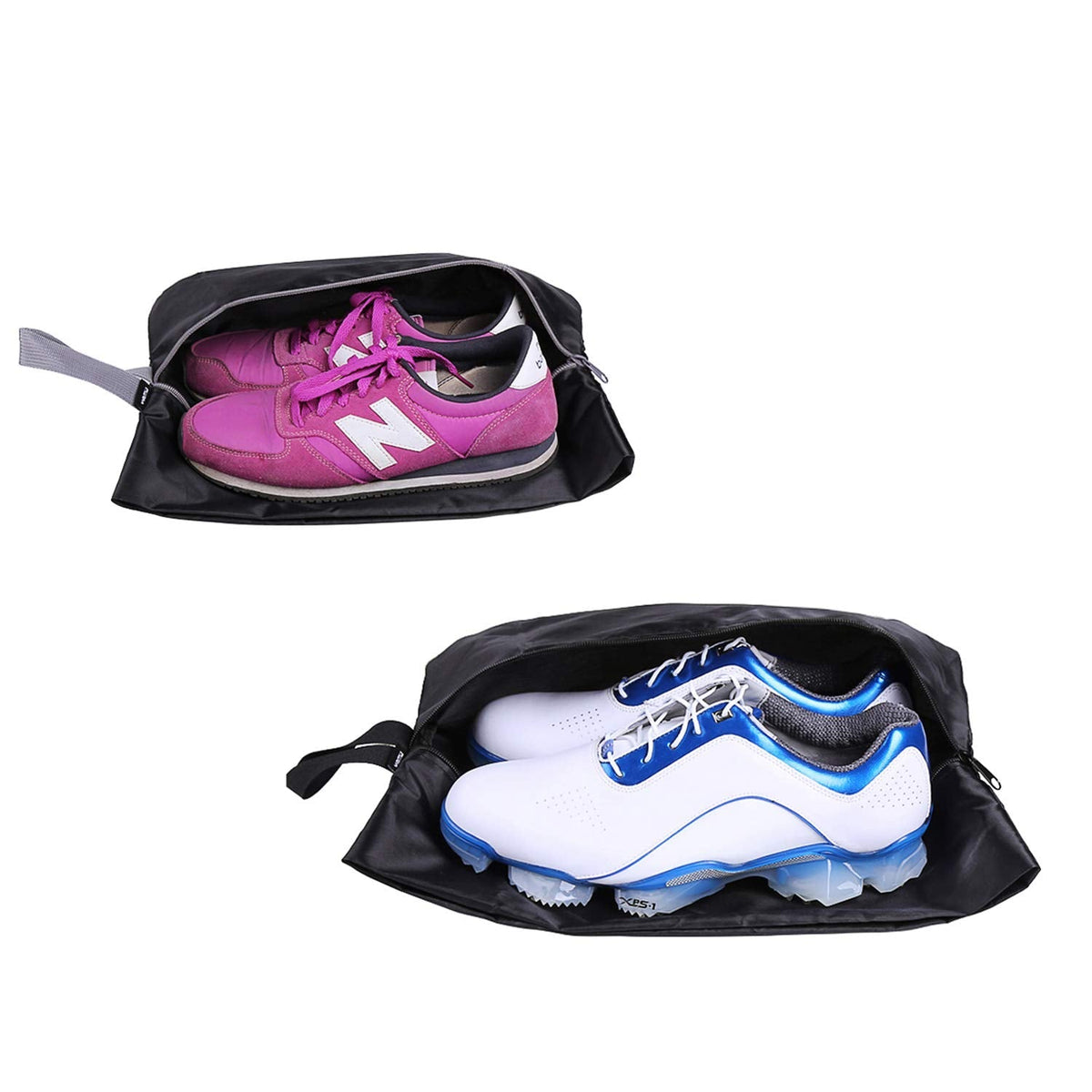 YAMIU 12PCS Shoe Bags for Travel - Large Dustproof Drawstring Shoes Pouch Packing Organizers for Men & Women, Black