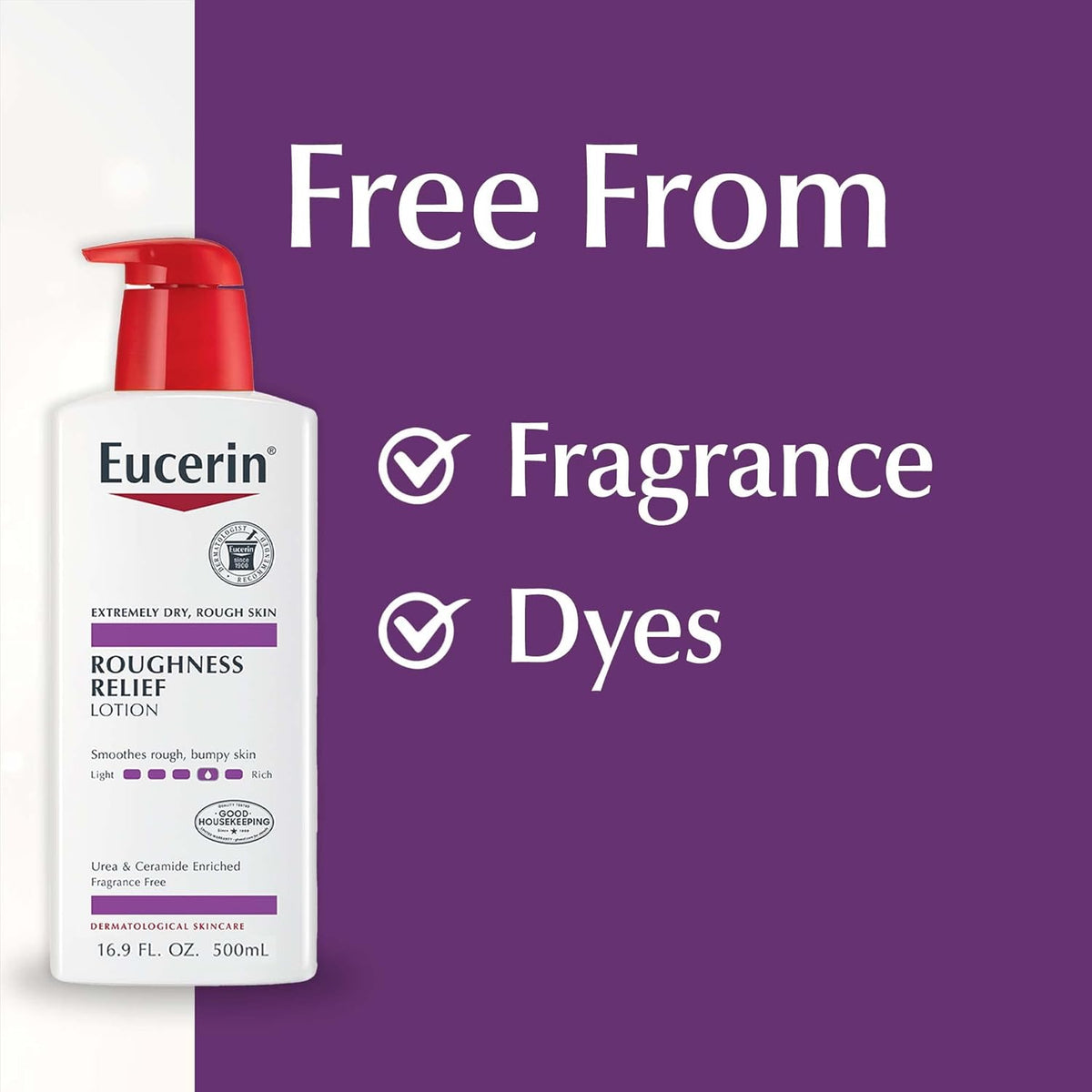 Eucerin Roughness Relief Body Lotion for Extremely Dry, Rough Skin, Urea Enriched Body Moisturizer, 16.9 Fl Oz Bottle