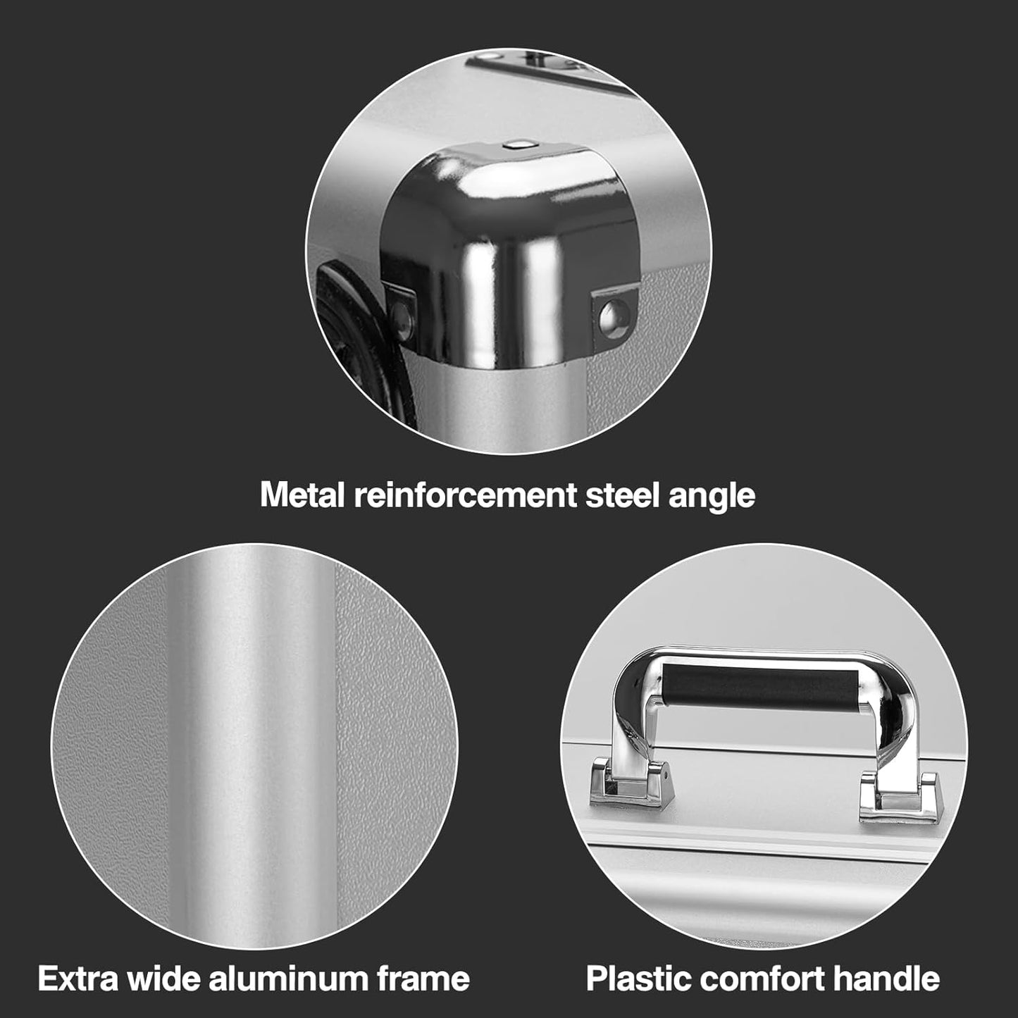 Combination Lock Box - Locking Storage Case with Customizable Foam, 16.9" Portable Lockable Case for Personal Items, Valuables, Documents, Briefcase for Jewelry, Cash, Medications, Silver