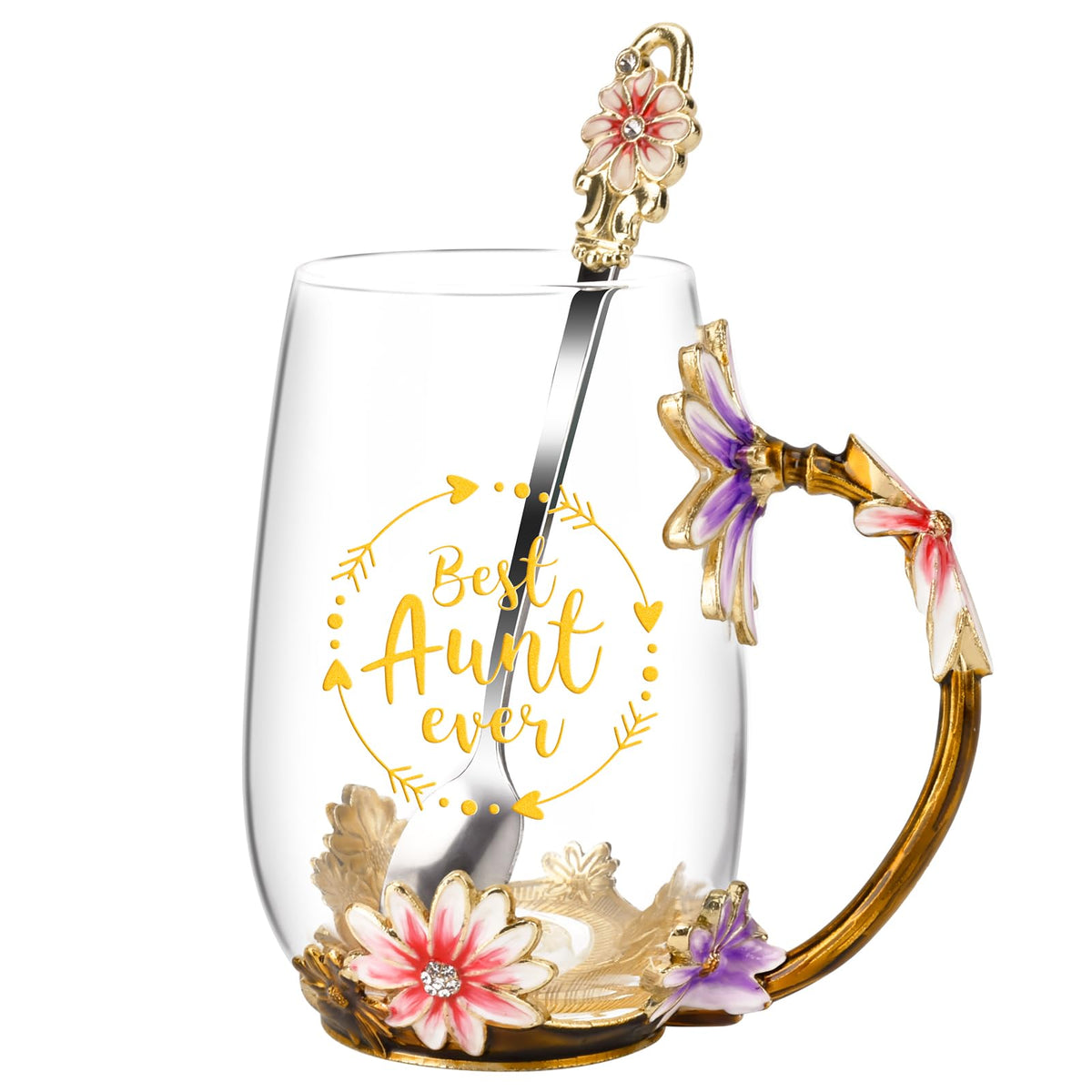 OEAGO Stocking Stuffers for Women Christmas Gifts for Mom Women Glass Coffee Enamels Mug Valentines Gifts for Her Girlfriend Wife Best Birthday Valentine's Mothers Day from Daughter Son Tea Cup