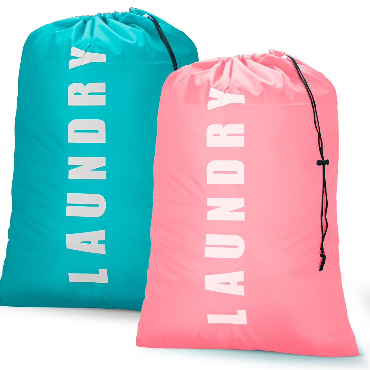 Laundry Bag,2 Pack Travel Laundry Bags for Dirty Clothes,Large Laundry Bags for Camping & Traveling,Dirty Clothes Travel Bag,24" x 36" (Cyan + Gray)