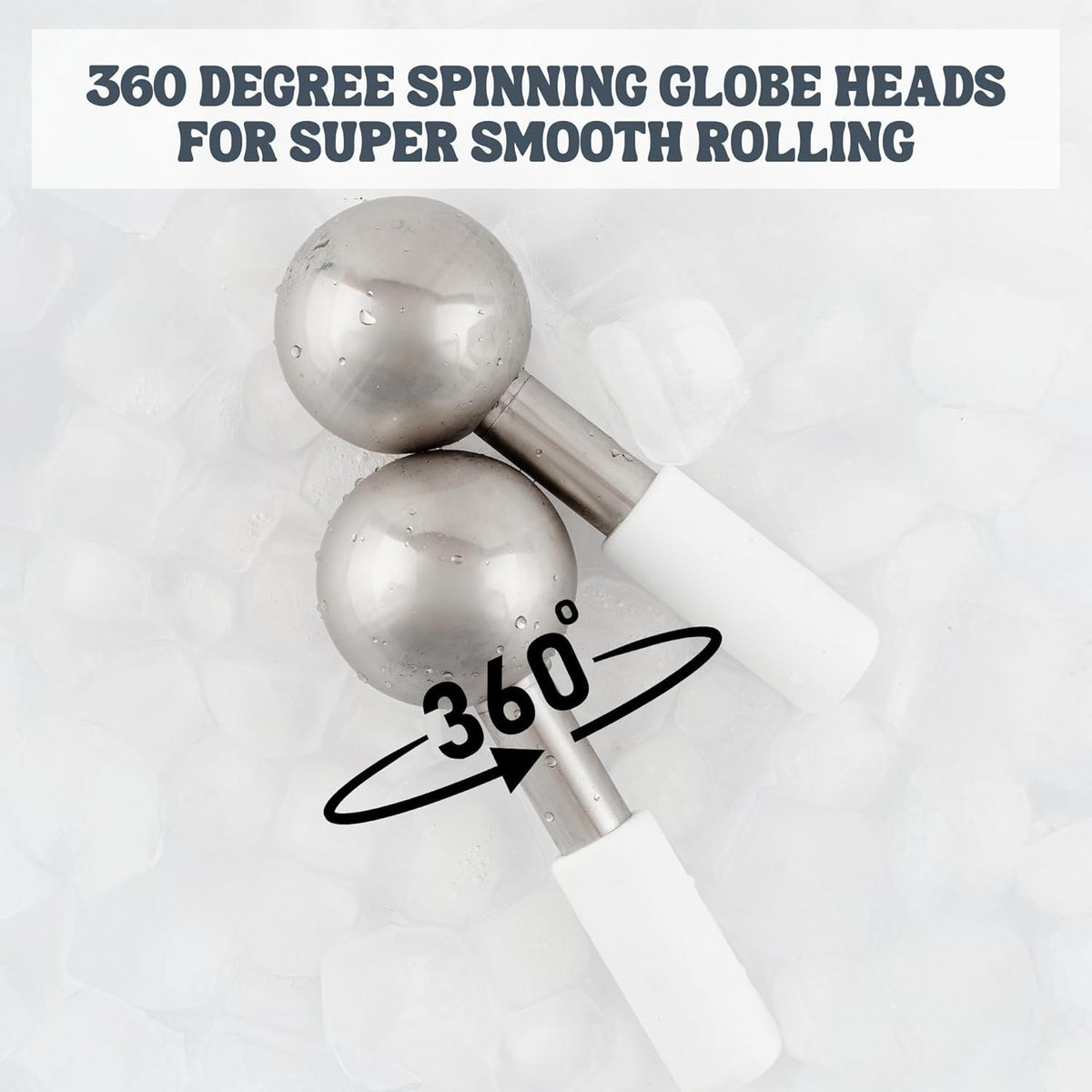 Eli with Love Ice Globes for Facials - 360 Rotating Unbreakable Steel Ice Globes with Carry Case - Professional Esthetician Supplies - Ice Roller for Face and Eyes - Ideal Skincare Tool (Pure White)