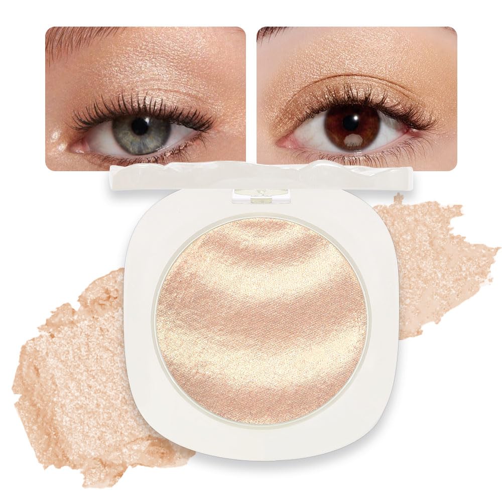 Gold Brown Champagne Shimmer Glitter Sparkling Monochrome Eyeshadow Palette,Metallic Single Eye Shadow for Older Women,Highly Pigmented Long Lasting Naturing-Looking Eye Makeup,Vegan & Cruelty-Free