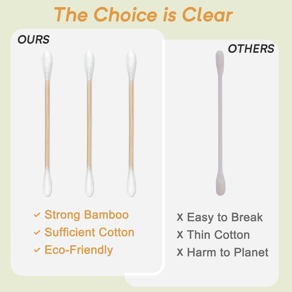 Bamboo Cotton Swabs 1000 Count in Storage Box, Double-Tipped Organic Cotton Buds with Durable Bamboo Sticks, for Makeup, Ear Care, Cleaning, Crafts