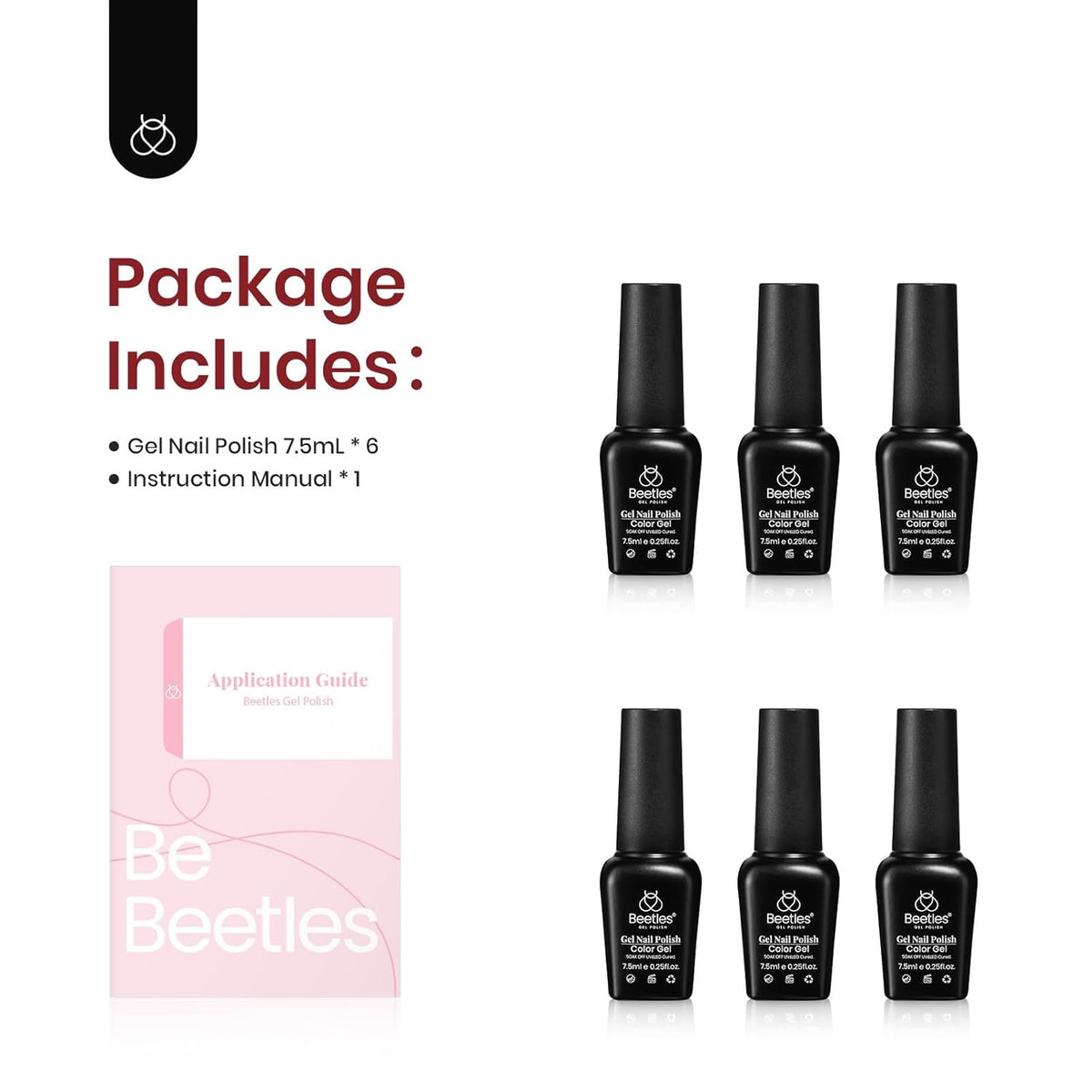 Beetles Fall Gel Nail Polish Set Plum Burgundy Red Brown Glitter 6Pcs Gel Polish Kit Soak Off UV LED Nail Lamp Art Manicure Salon DIY Home Gifts for Women Silent Flower