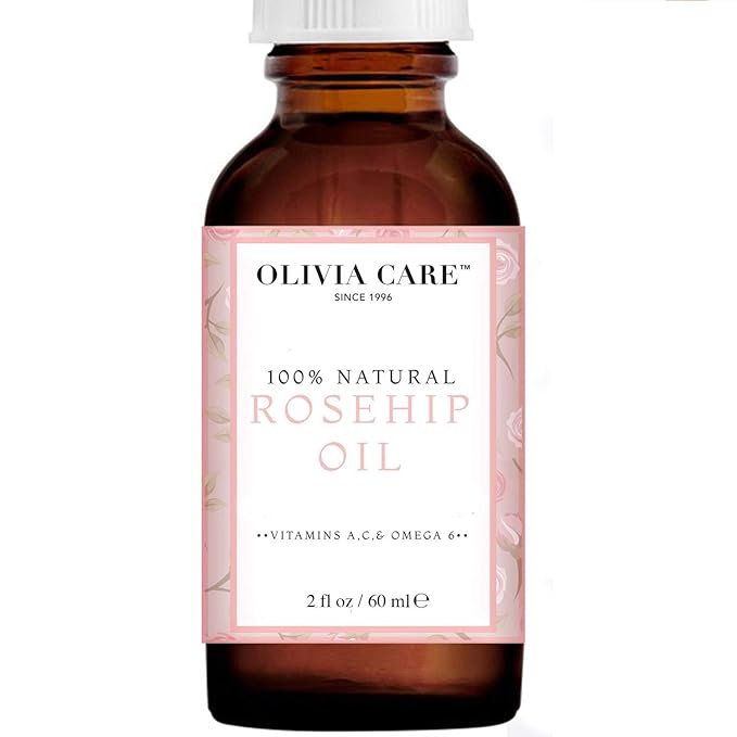 Olivia Care Rosehip Face Oil | Large 2 oz | Packed with Vitamins E, C and A to treat Wrinkles, Acne Scars, Blemishes and Dark Circle– All natural beauty moisturizer for skincare