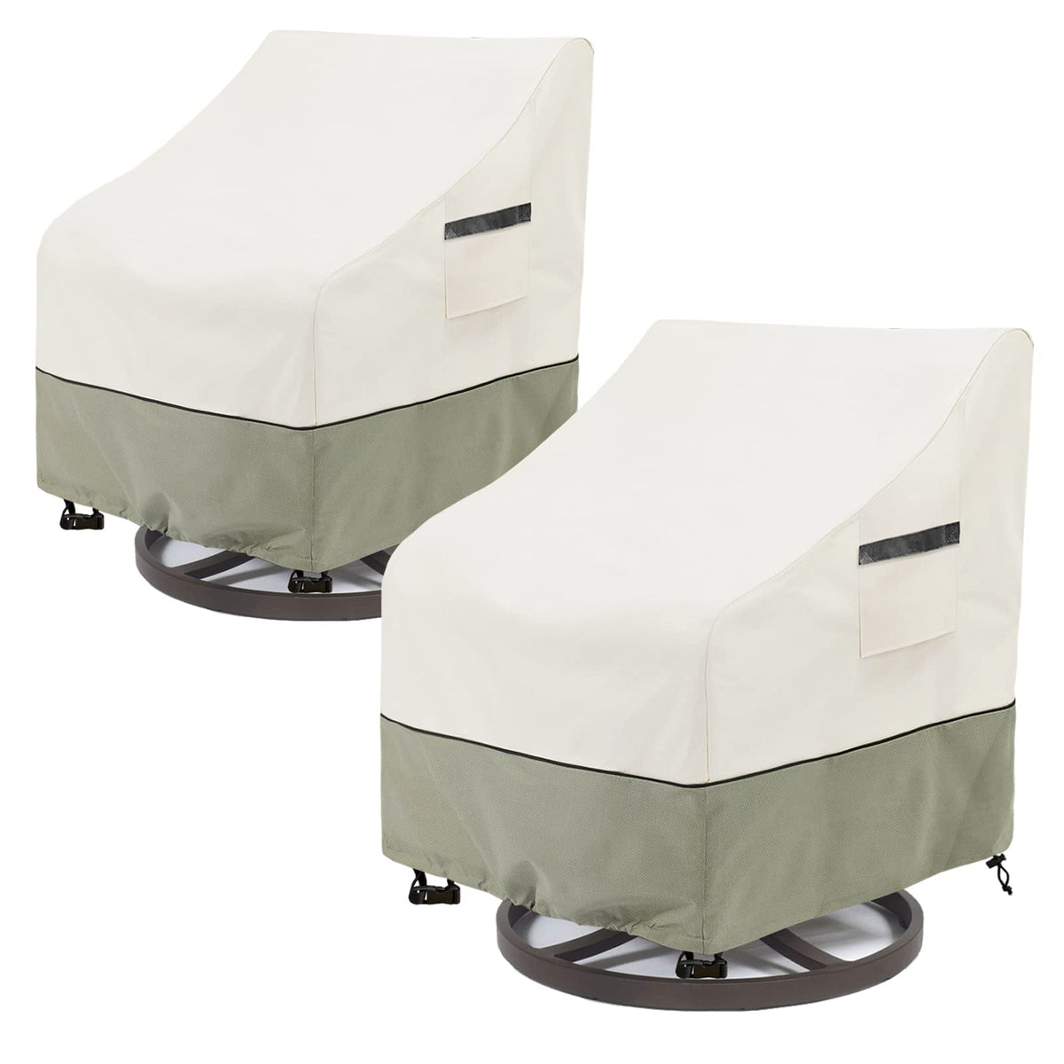 LSongSKY Outdoor Swivel Lounge Chair Cover 2 Pack,100% Waterproof Heavy Duty Outdoor Chair Covers,(33 W x 35 D x 38.5 H inches) Patio Furniture Cover for Swivel Patio Chair,White&Grayish Green