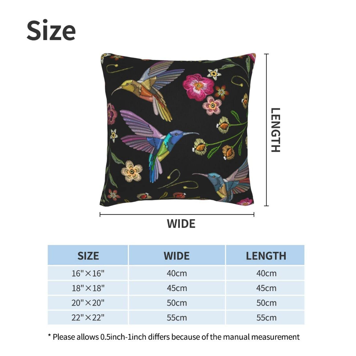 Abucaky Pillowcase Set of 2 Hummingbirds and Exotic Flowers Throw Pillow Covers Shells for Couch Office Bedroom Home Decoration, 20"X20"