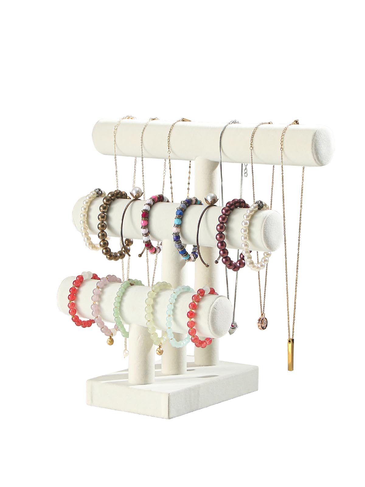 Ausalivan Bracelet Holder Stand,Bracelet Organizer Display for Selling,Bangle Organizer for Women,Watch Storage Holder for Men,Jewelry Business Supplies (Style 2 (Beige 3 Tier ))