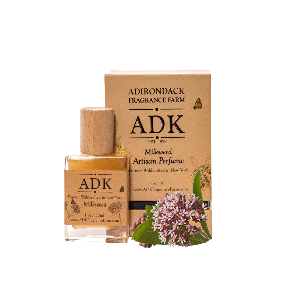 Adirondack Fragrance & Flavor Farm ADK Milkweed Artisan Perfume Spray 1 oz (30 mL), Natural Hypoallergenic & Clean Perfume for Women & Men with Notes of Milkweed, Clove, Vanilla & Blackcurrant