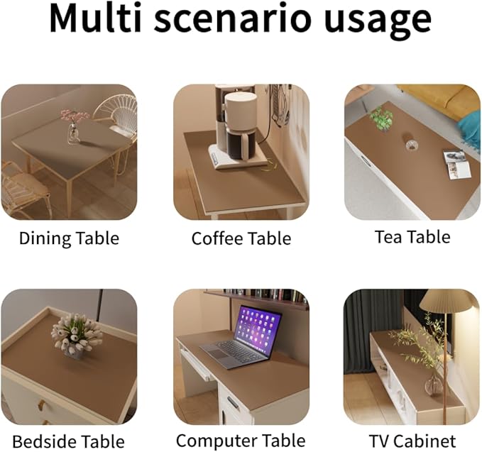 Leather Table Cover,1.8mm Thick,42x78 Inch Table Protector,Table Protector for Dining Room Table,Dining Table Cover,Table Cover Protector.(Mud Color+Champagne Gold,42x78)