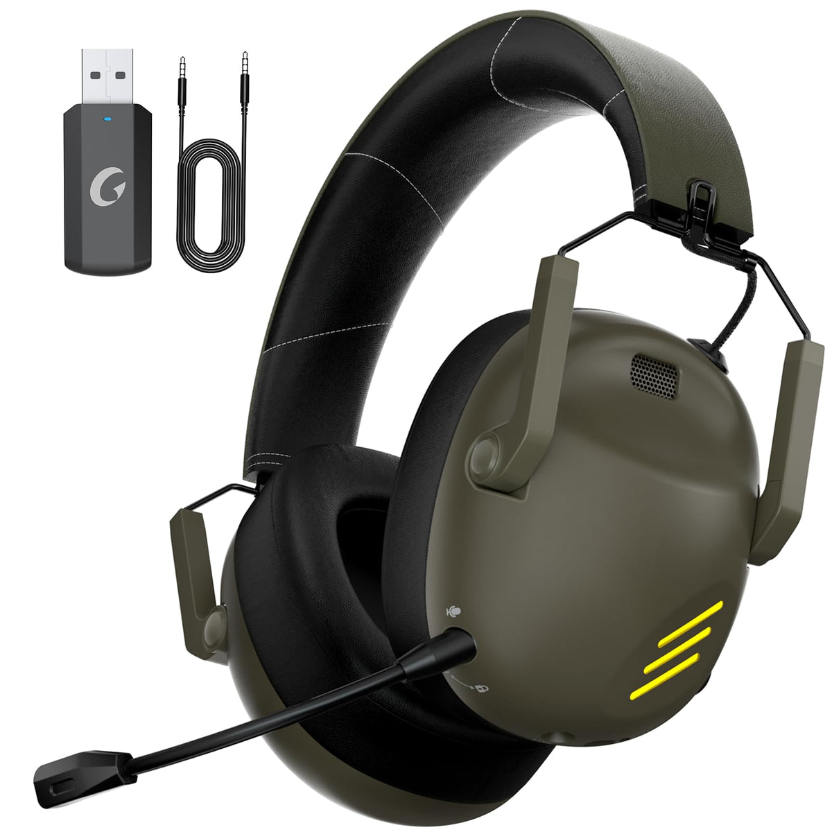 Wireless Gaming Headset for PS5, PS4, PC, NES, Bluetooth 5.3 Gaming Headsets Wireless with Noise Canceling Microphone, Gamer Headphones for Nintendo Switch, 50H Battery - Black