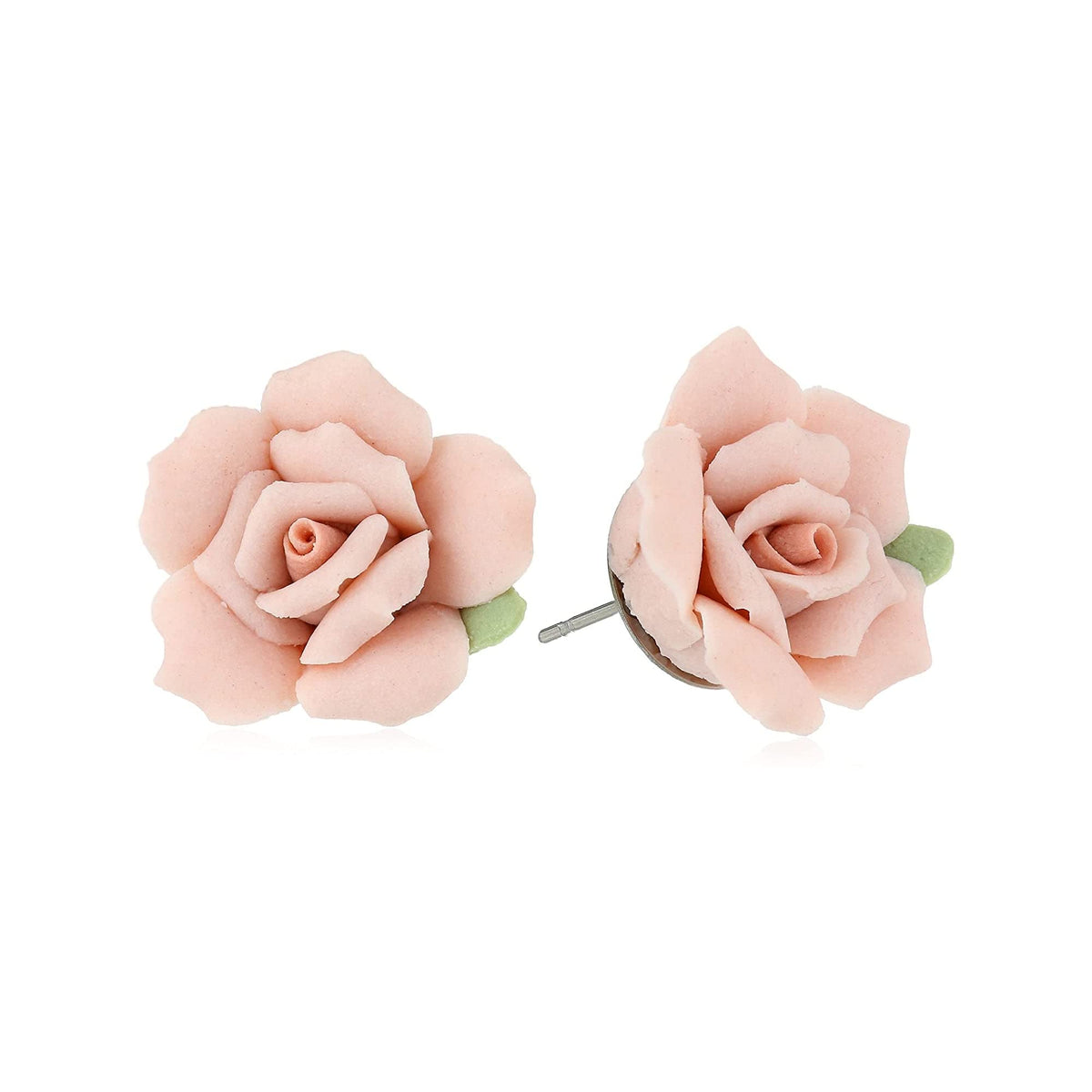 1928 Jewelry Classic Bridal Porcelain Rose Post Button Earrings For Women, Hand Crafted Flowers, Timeless Floral Jewellery, Made In USA