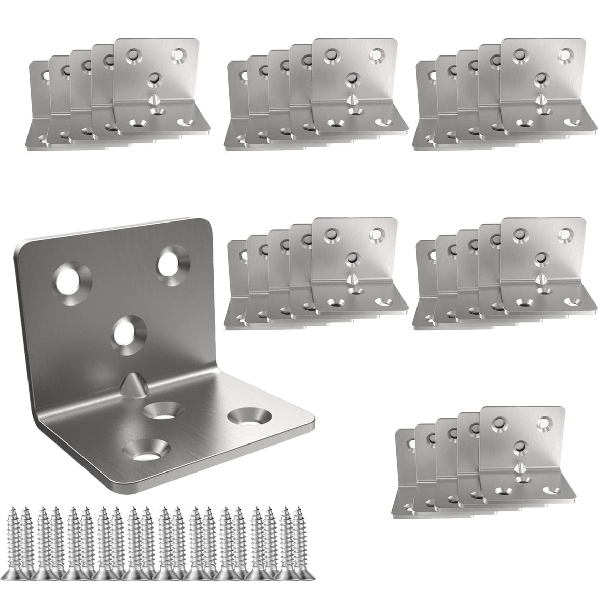 Stainless Steel Corner Bracket,Joint Right Angle Bracket,L Shape Heavy Duty Metal Corner Brace Shelf Supporter for Wood Aufuga (20, 1.5x1.2x1.2)