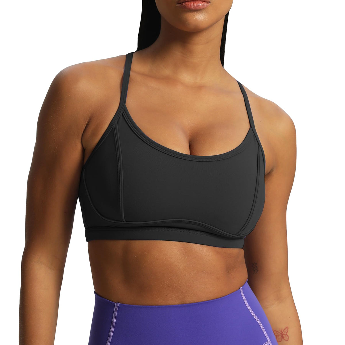 Aoxjox Women's Workout Sports Bras Fitness Training Gym Lexi Lined Bra Yoga Crop Tank (Black, X-Small)
