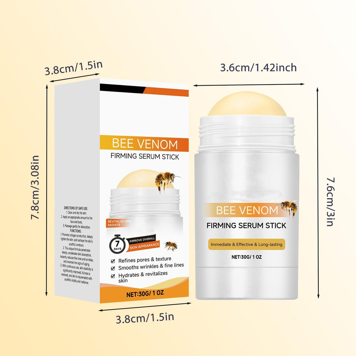Bee Venom Firming Serum Stick 30g, Bee Venom Wrinkle Removal Serum Stick, Firming & Wrinkle-Reducing Cream, Hydrates & Nourishes Skin Firming Cream For Face and Body