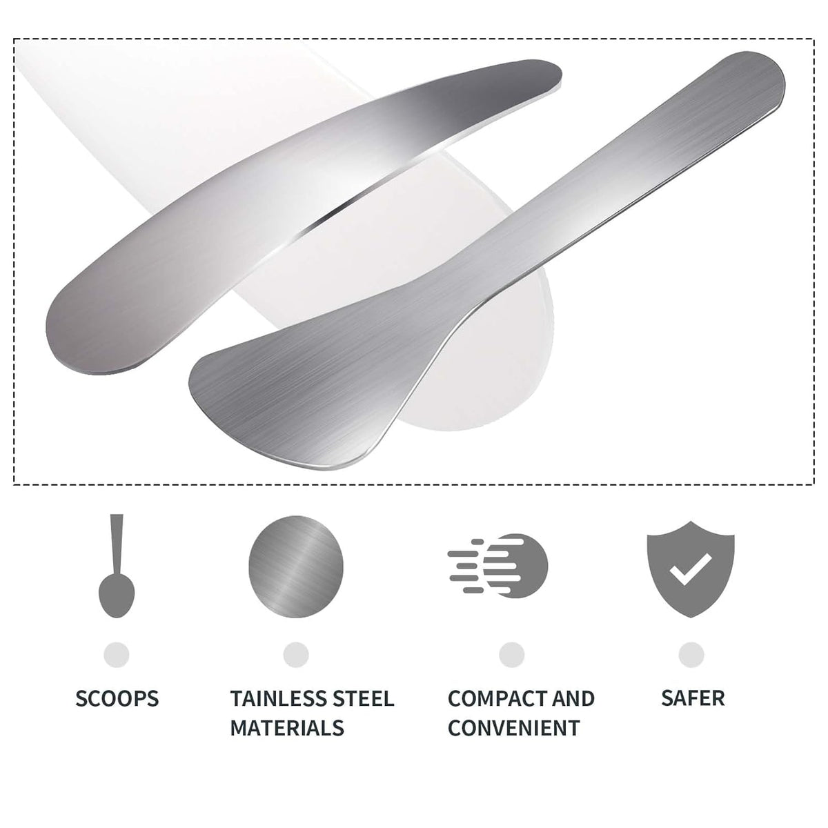 2Pcs Mini Metal Cosmetic Spatulas, Makeup Spatulas, Skincare Spatula, Cream Spatula, Beauty Accessories for Mixing and Sampling Plant Masks, Skin Care Creams, Eye Cream, Essences(Style 2)