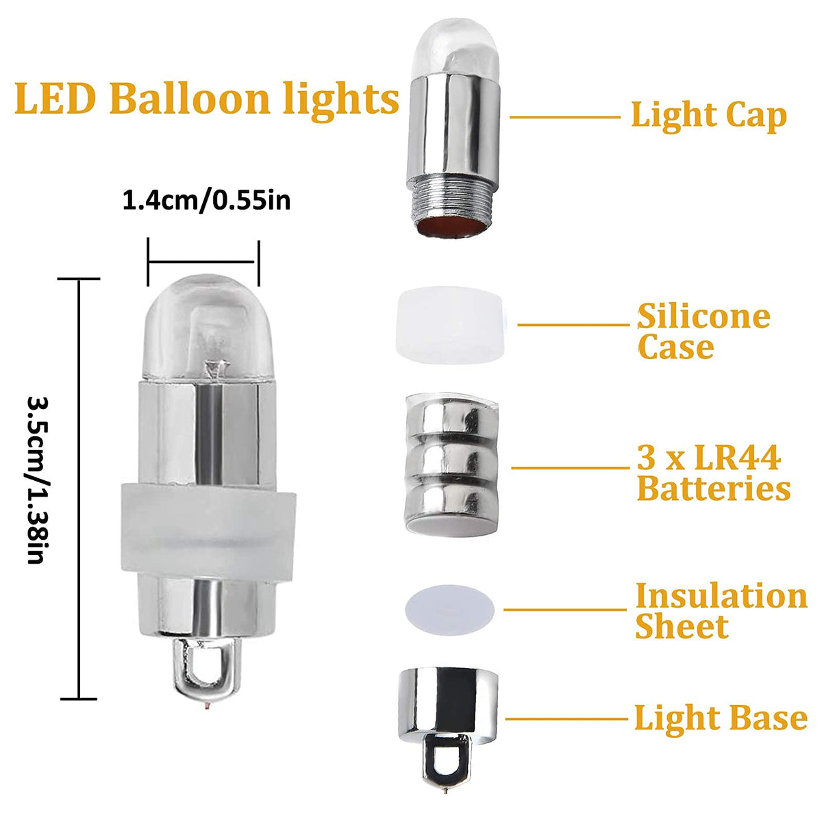 Yizhet 30 Pack led Lights Party Lights LED Balloon Decoration Lights Mini led Lights Waterproof Party Lights for Paper Lantern Balloon Wedding Halloween Christmas Festival String Lights (Warm White)