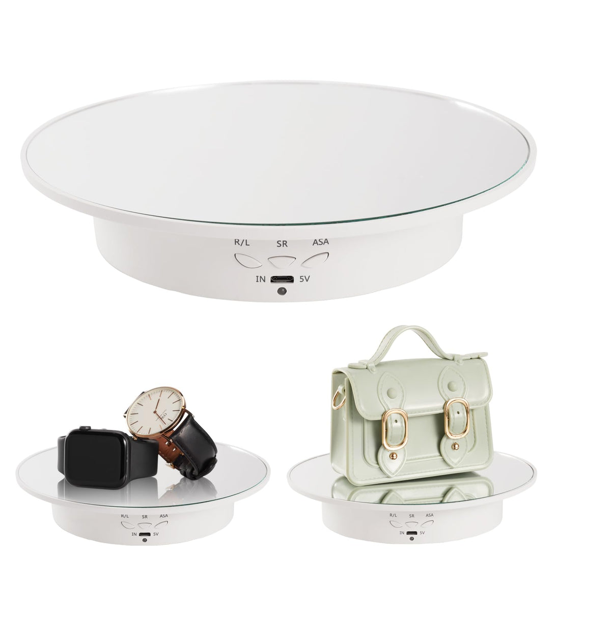GOHASPW Rotating Display Stand Turntable Stand Spinning Stand for Product Shows White