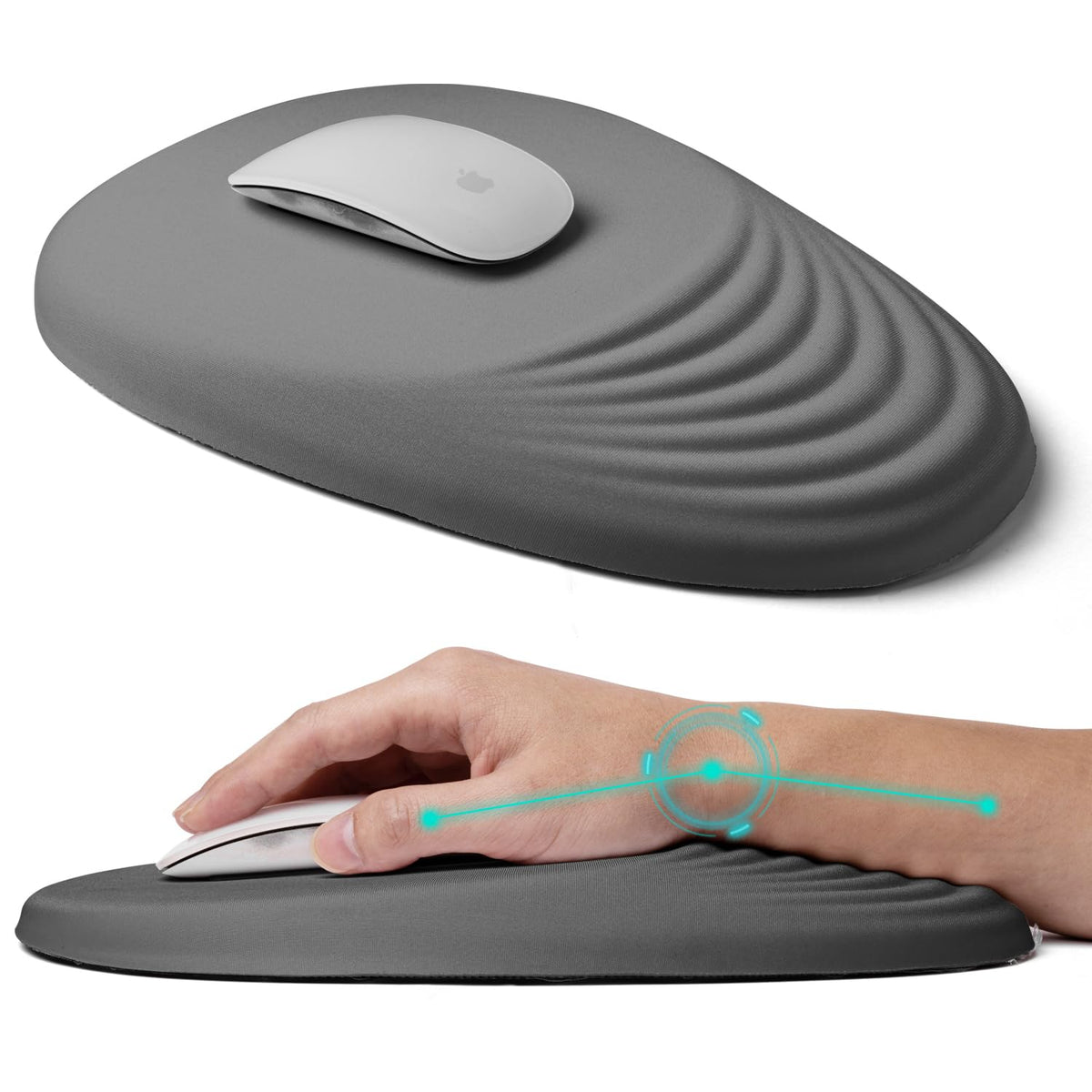 Ergonomic Mouse Pad with Wrist Rest Support,Mousepad Relief Carpal Tunnel Pain, Entire Memory Foam Mouse Pad with Non-Slip PU Base, Wireless Mouse Pad, Pink