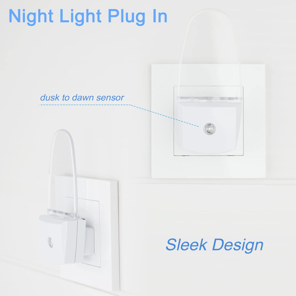 REMINDA 4 Pack Night Light Lamp with Dusk to Dawn Sensor, Plug in, Blue Led Night Light