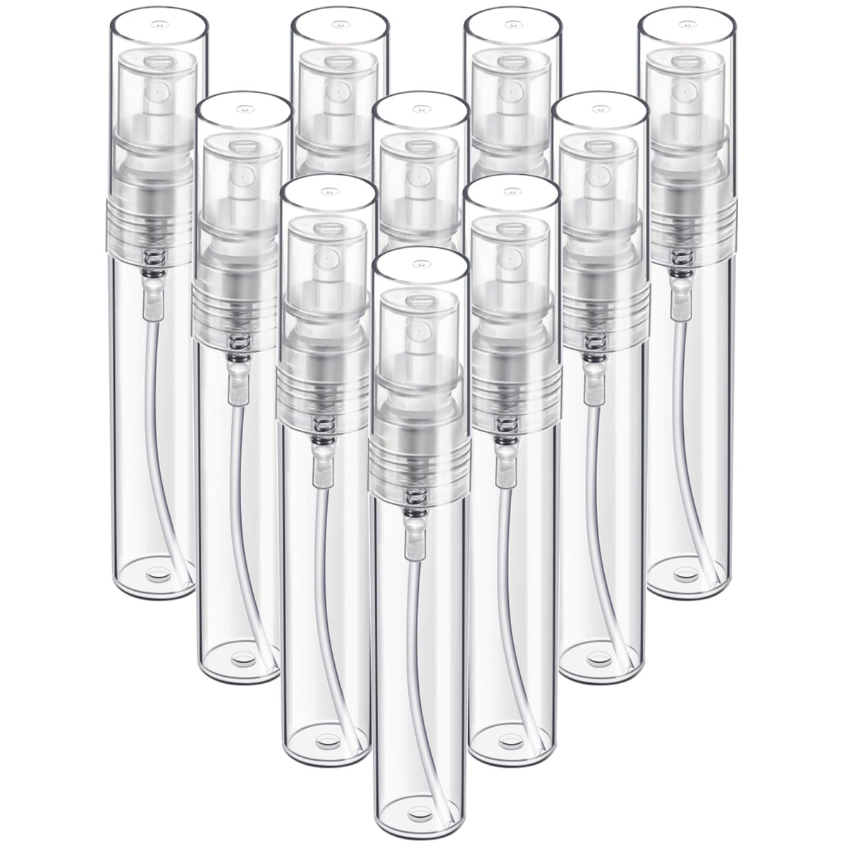 Fandamei Mini Spray Bottle, 10 Pack 5ml Mini Plastic Spray Bottle Empty, Fine Mist Refillable Mini Perfume Bottle, Perfume Atomizer, Small Sample Containers, Plastic Portable Travel Bottle, Clear