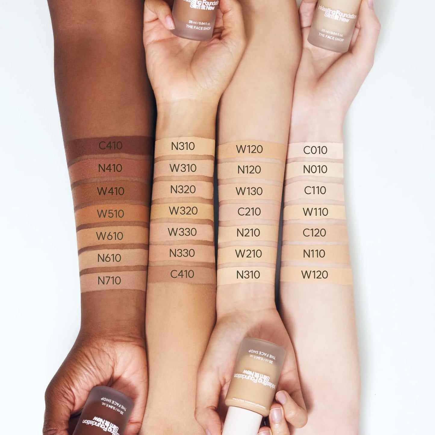 THE FACE SHOP Ink Lasting Liquid Foundation, Full Coverage, 72‑Hour Wear Semi‑Matte Finish, Makeup with Bakuchiol, C410 Gingerbread, 0.84 Fl. Oz.