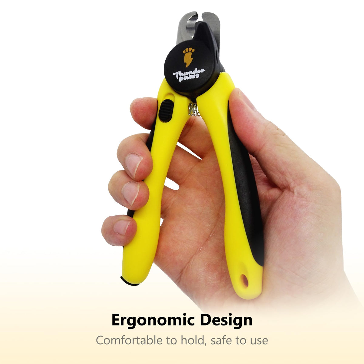 Thunderpaws LED Dog Nail Clippers with Light, Trimmers with Protective Guard, Quick Sensor, Safety Lock and Nail File - Suitable for Large and Small Dogs & Cats (Yellow, LED)