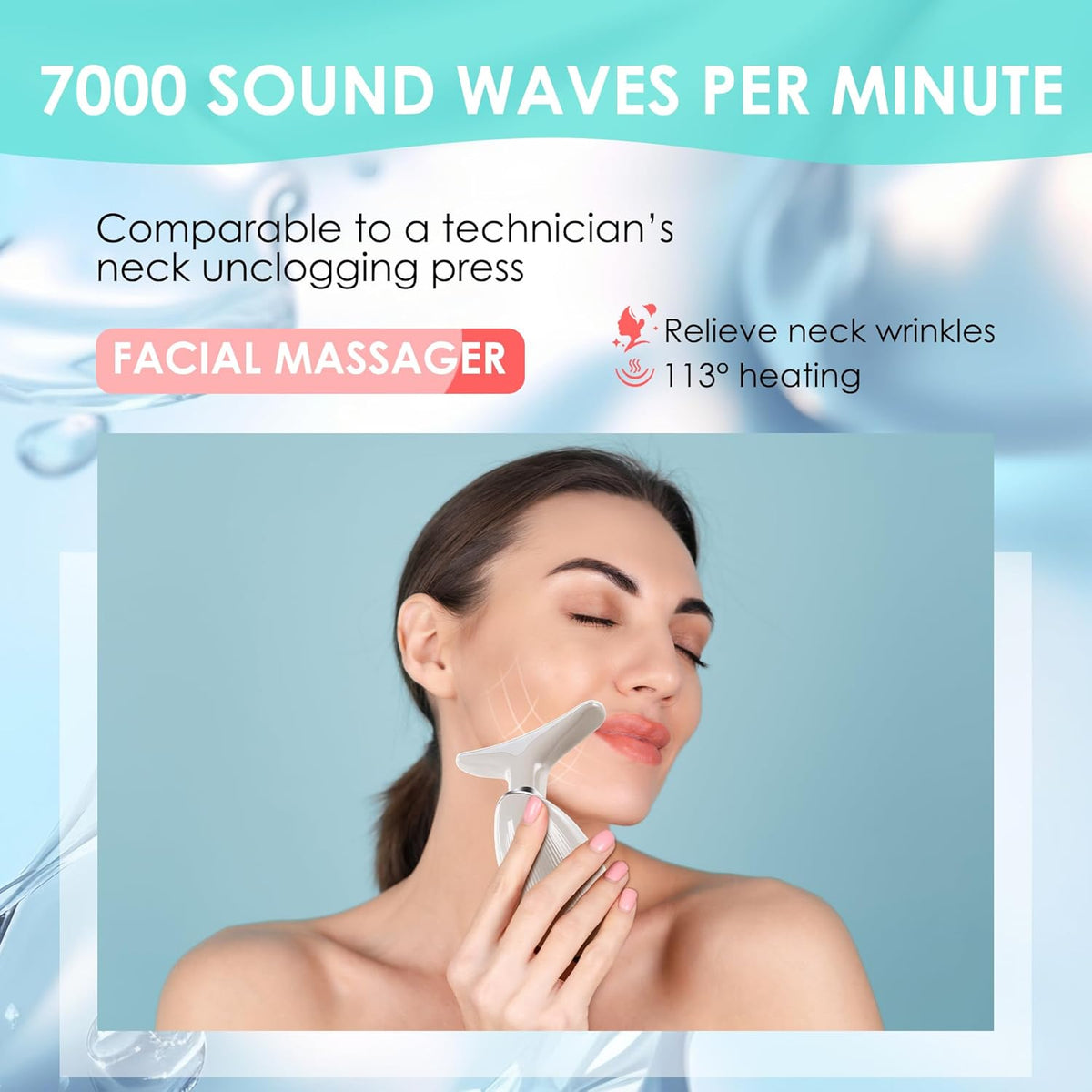 Facial Massager Red-Light-Therapy-for-Face and Neck, Face π² culpting Wand with 7 Color (Champagne)