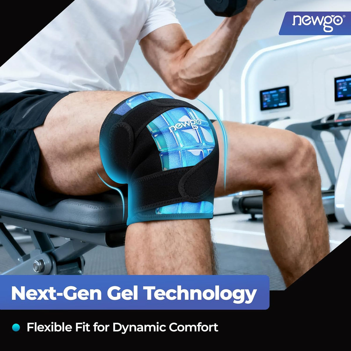NEWGO Ice Pack for Knee Pain Relief, Extra Soft Knee Ice Pack wrap for Leg Injuries, Swelling, Knees Replacement Surgery Arthritis, Meniscus Tear and ACL