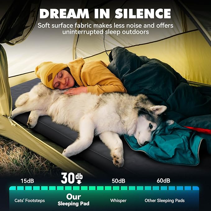 Hikenture 4" Thick Self Inflating Sleeping Pad, Ultralight Foam Camping Mattress, 9.5 R-Value Insulated Sleeping Mat with Pump Sack, Portable All Season Camping Pad for Tent, Car, Cot