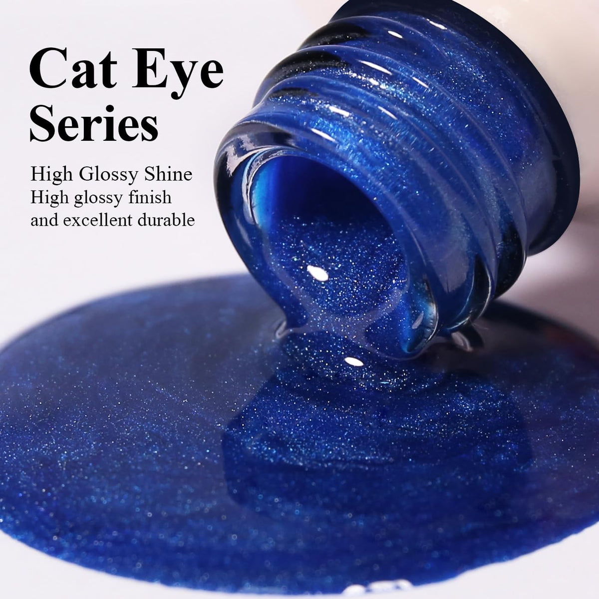 Imtiti Cat Eye Gel Nail Polish, Dark Blue Holographic Magnetic Crystal Nail Gel Polish With Magnet Glittery Galaxy Spring Summer Kit Soak Off UV Led 10ML