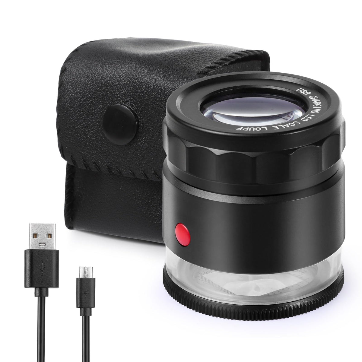 Amoper 30X Loupe Magnifier, USB Rechargeable 8 Lights Portable Eye Loupe Sewing Magnifying Glass for Watches, Jewelry, Coins, Currency, Stamps