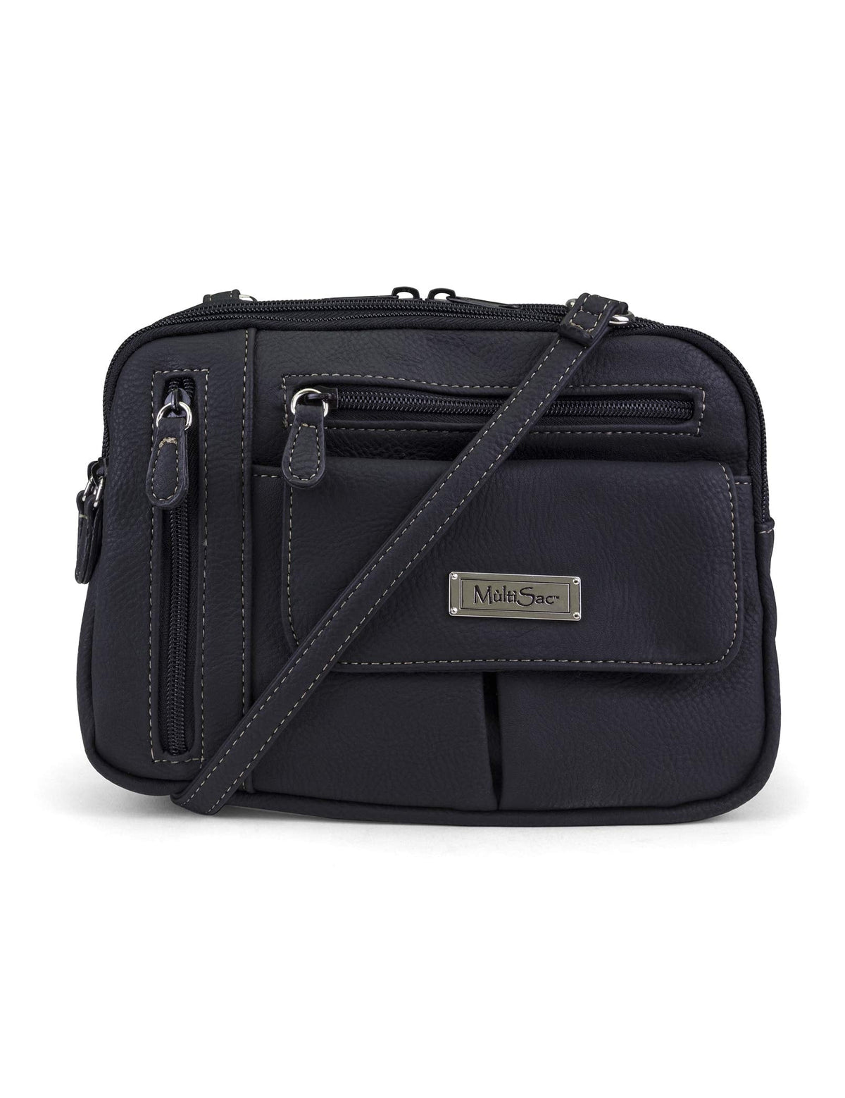 MultiSac Zippy Triple Compartment Crossbody Bag, Black