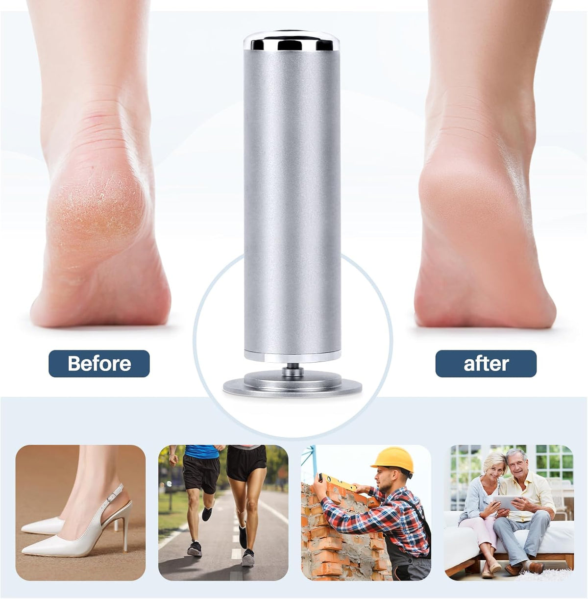 Electric Foot File Remover Callus: Profesional Pedicure Tool for Foot Sander - Summer Adjustable Speed Feet File Grinder for Skin and Calluses - 60 Pcs Replacement Sandpaper Disk for Home Spa Salon